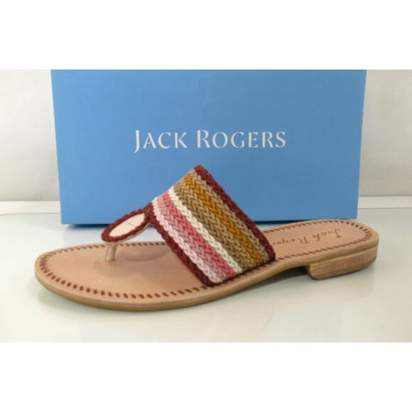 Jack Rogers Signature Jacks Rope Flat Thong Slide Sandals Multi Blush Size 8 - Picture 2 of 6